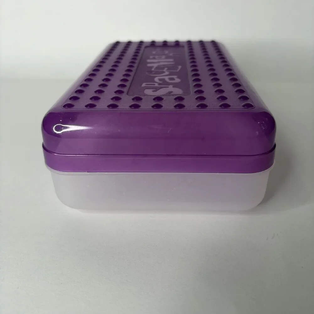 Vintage Spacemaker Pencil Box Case Plastic Transparent Clear Purple 90s